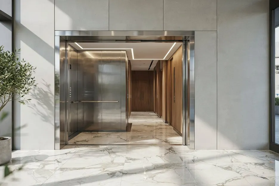 Modern passenger elevator system with stainless steel finish installed in Rawalpindi.