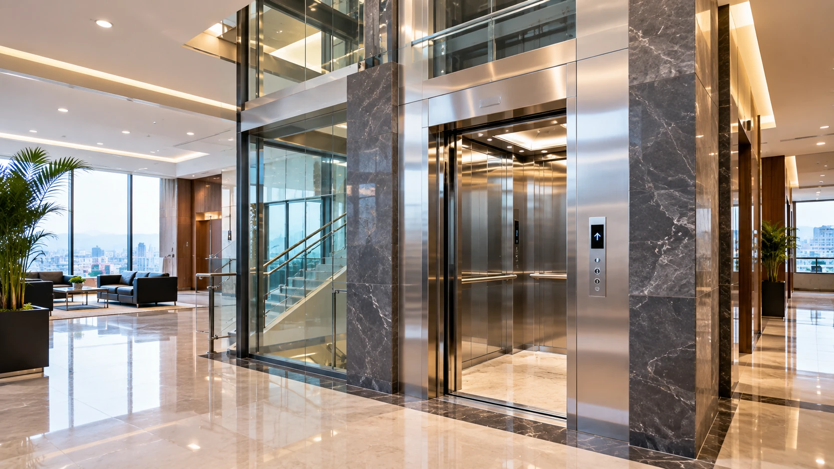 Modern passenger elevator installation in a commercial building in Islamabad